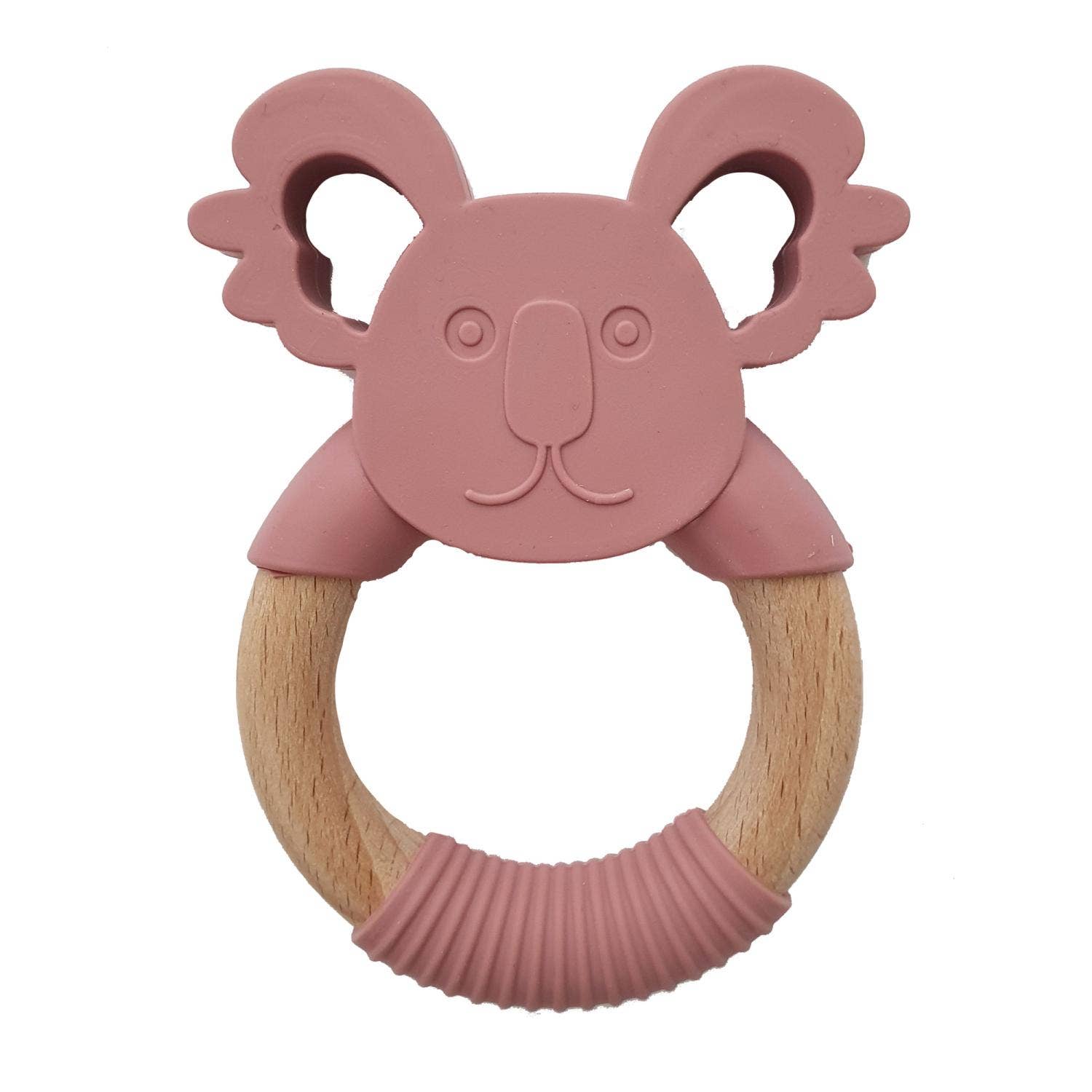 Dentiere per neonati in legno di silicone Koala Dusty Rose