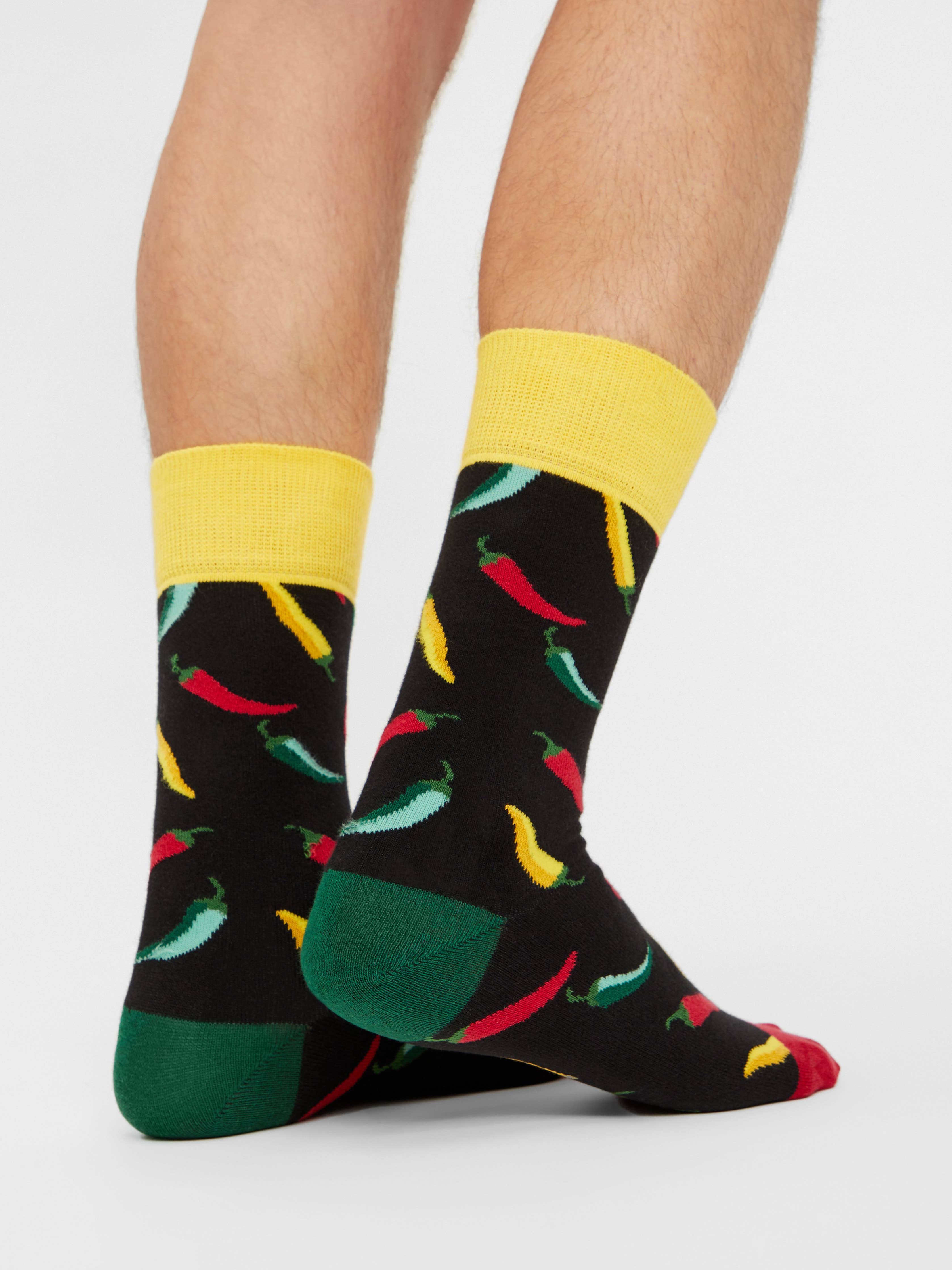 Chili Socks - Calzini biologici colorati con motivo a peperoncino