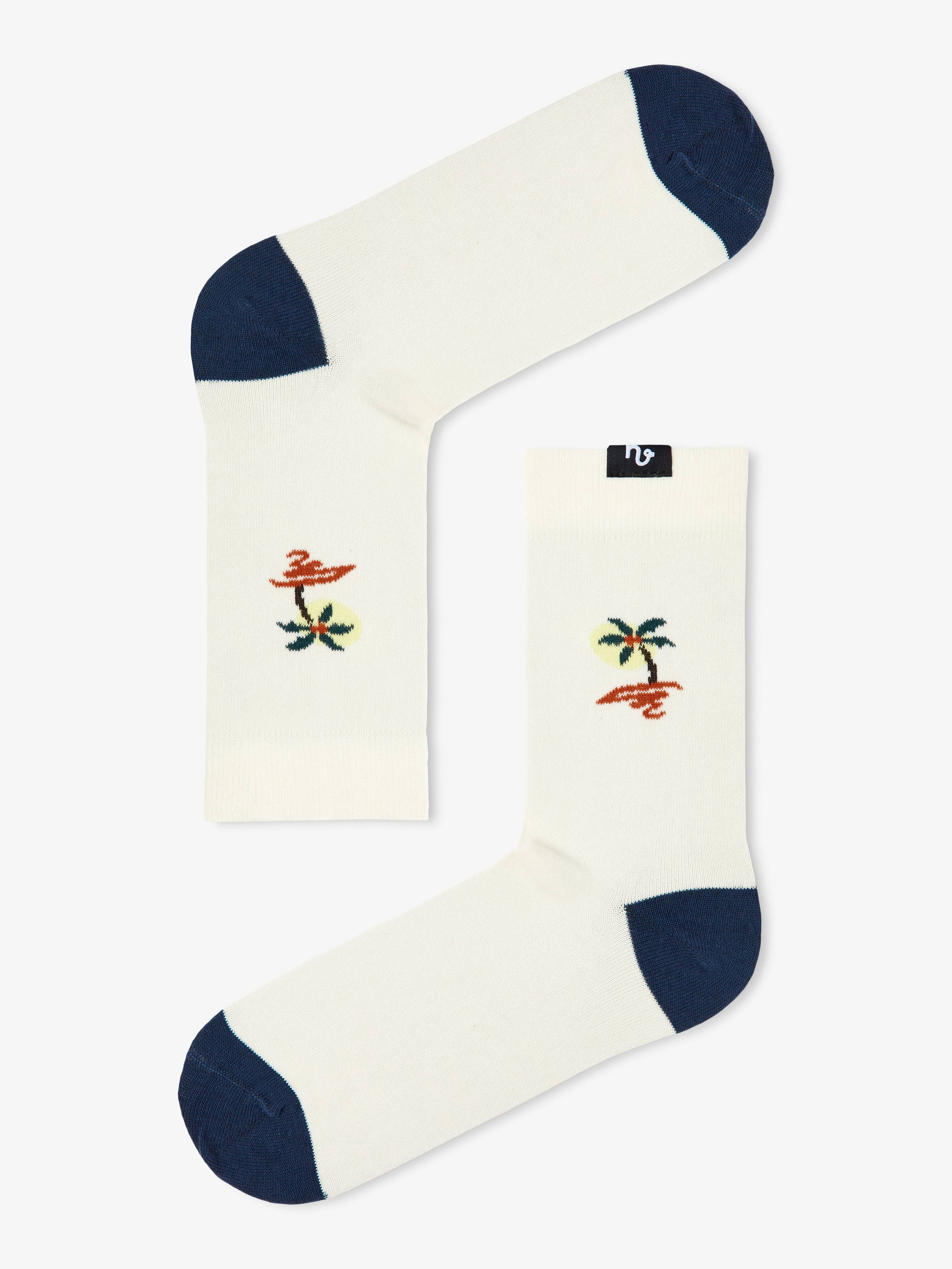 Hawaii Socks - Calzini bianchi biologici con isola, palma