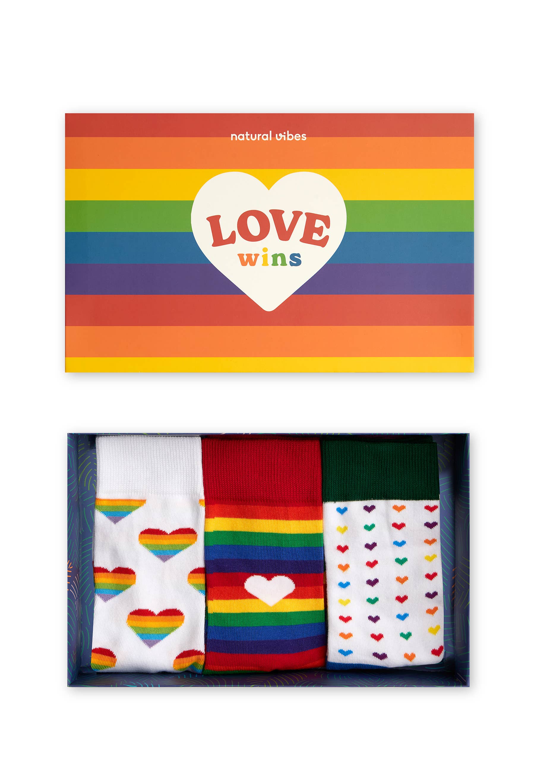 Set regalo da 3 pezzi Love wins - Calzini biologici colorati