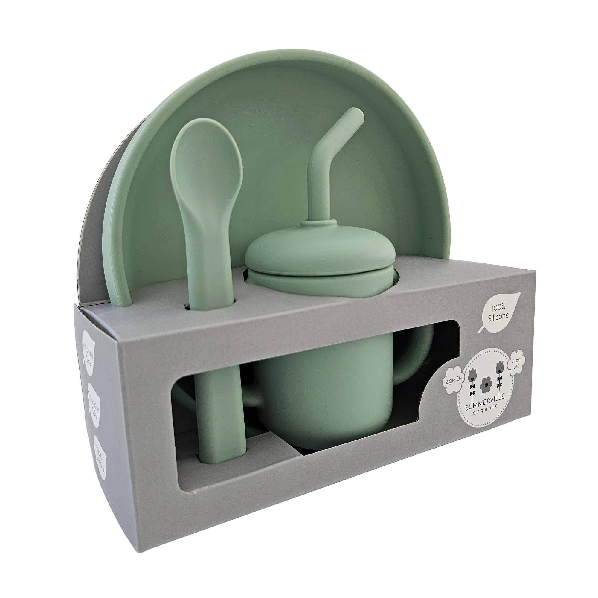 Set pappa 3 pezzi Cameo Verde in morbido silicone