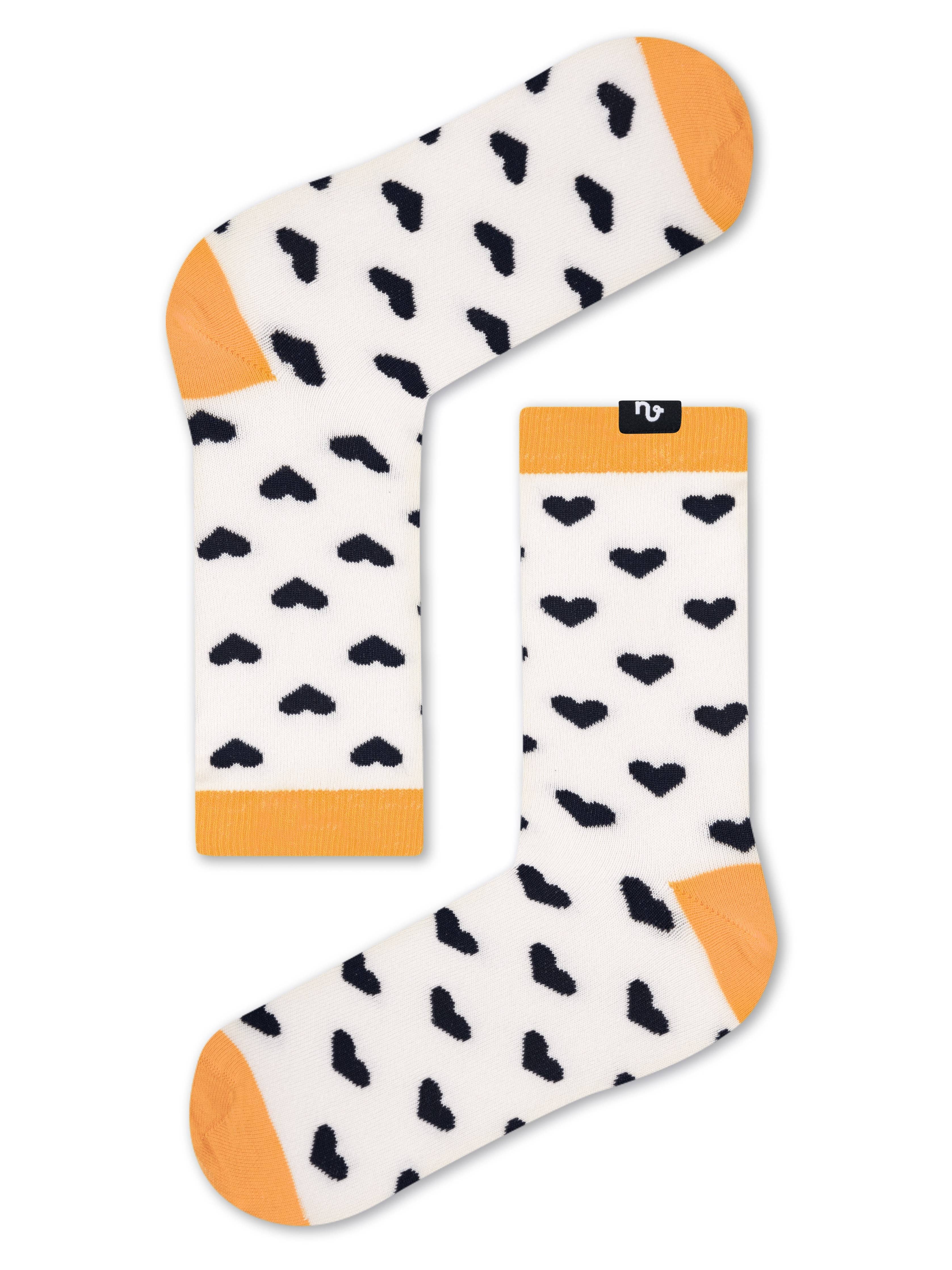 Hearts Socks - Calzini biologici con motivo a cuore nero