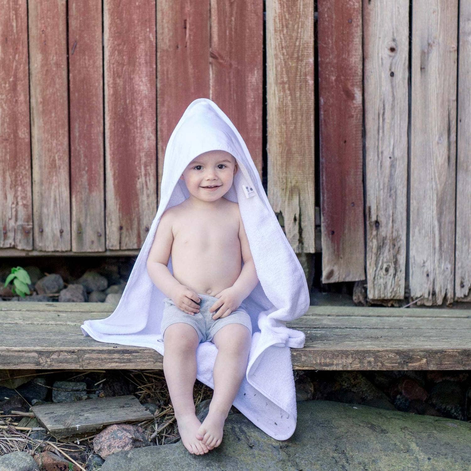 Asciugamano per bambini biologico con cappuccio bianco