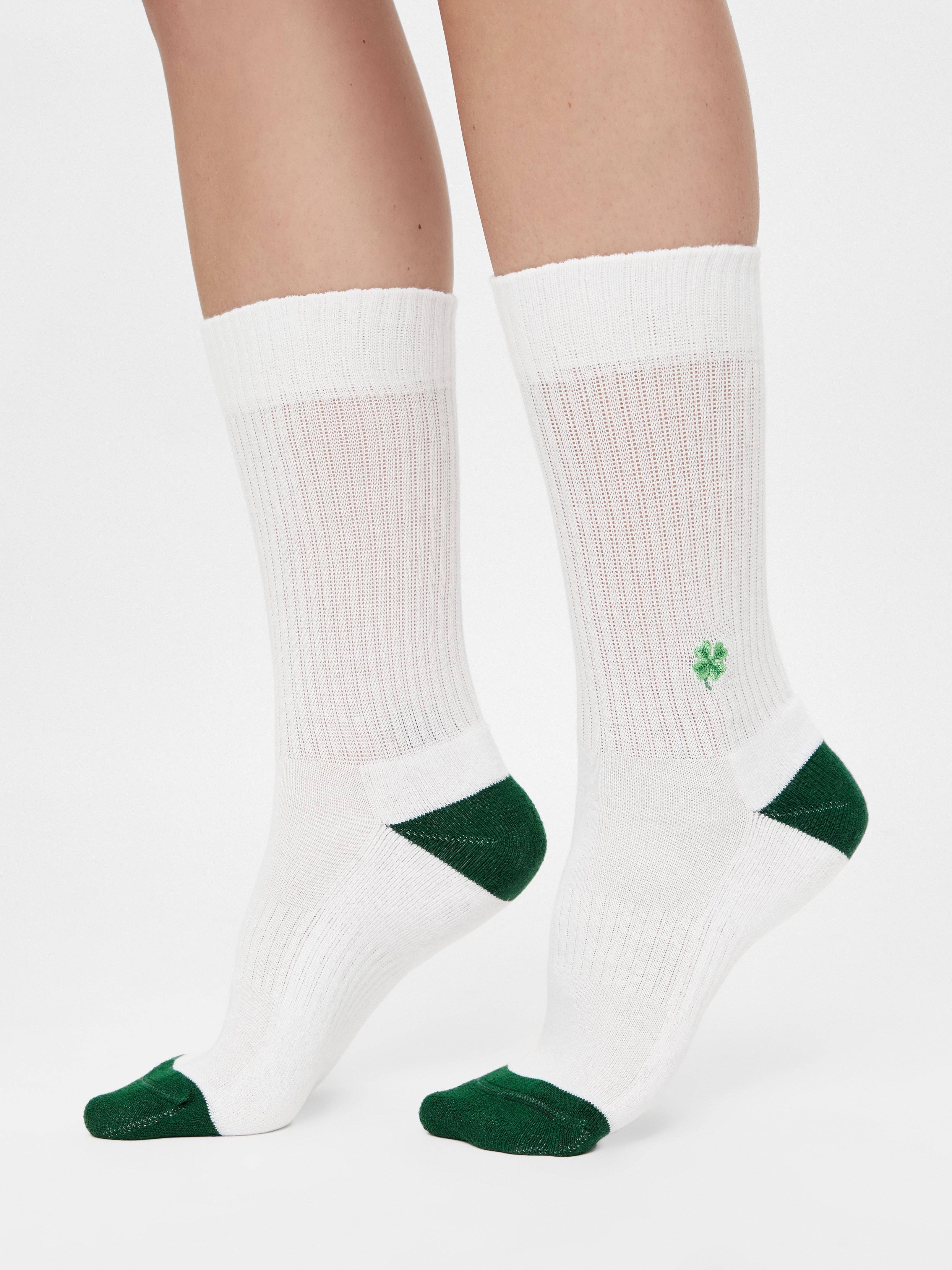 Lucky Socks - Calzini girocollo biologici con ricamo a trifoglio