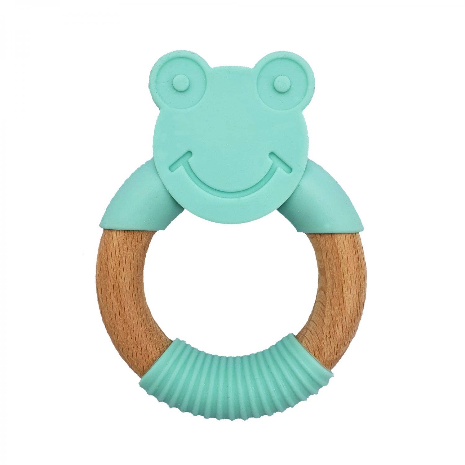 Rana per bambini in legno di silicone verde