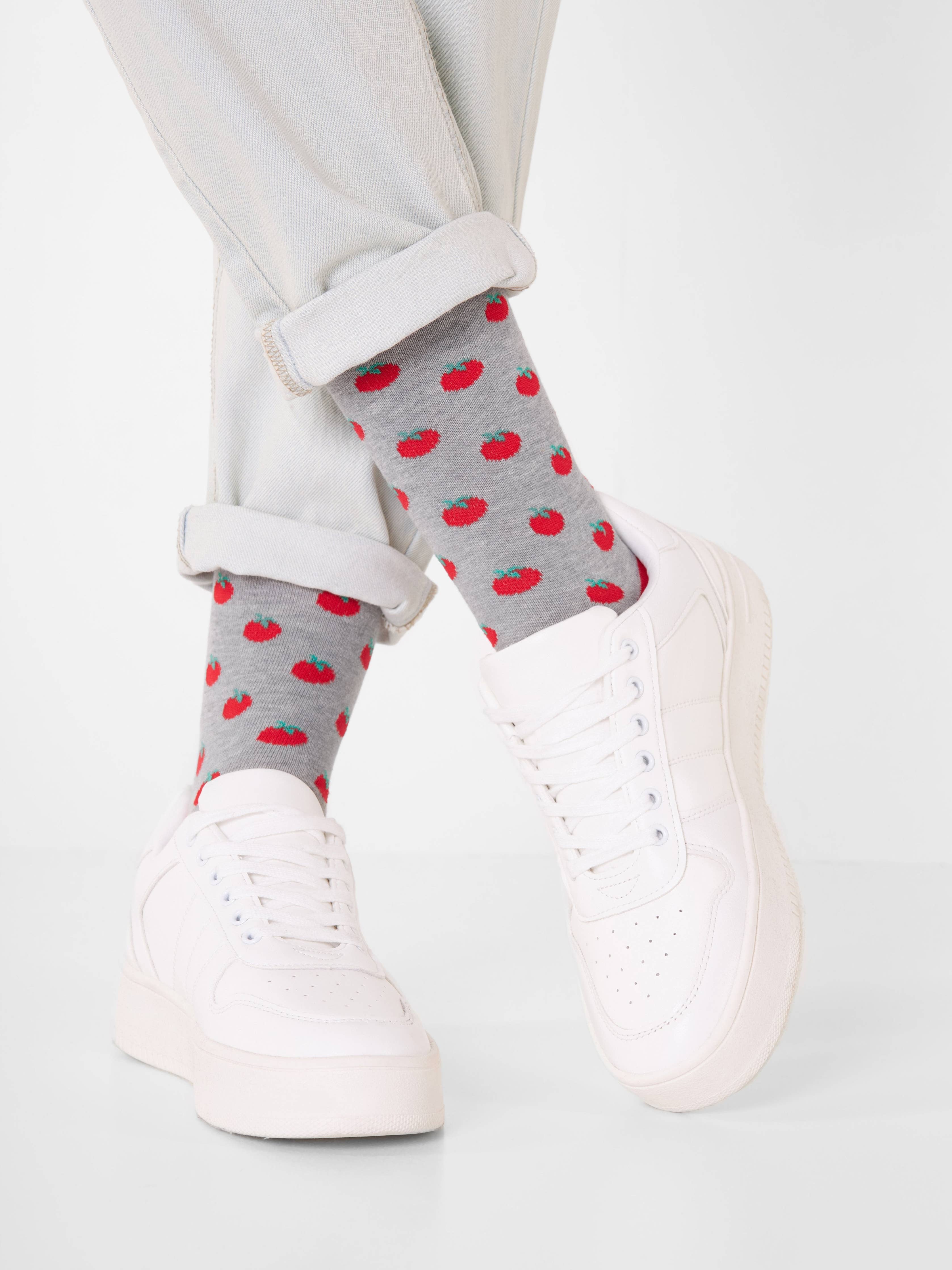 Tomatoes Socks - Calzini biologici colorati con motivo a pomodori