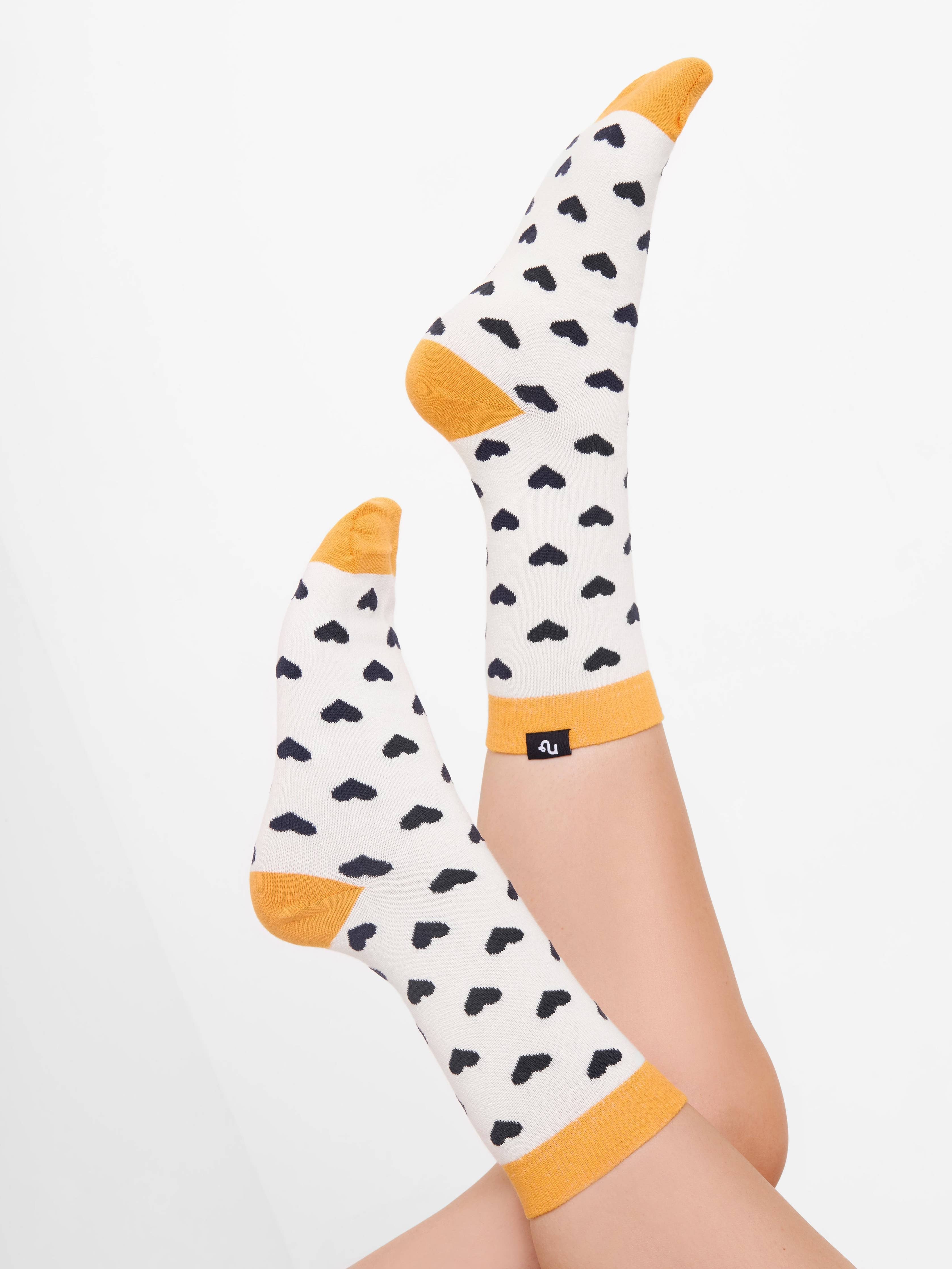 Hearts Socks - Calzini biologici con motivo a cuore nero