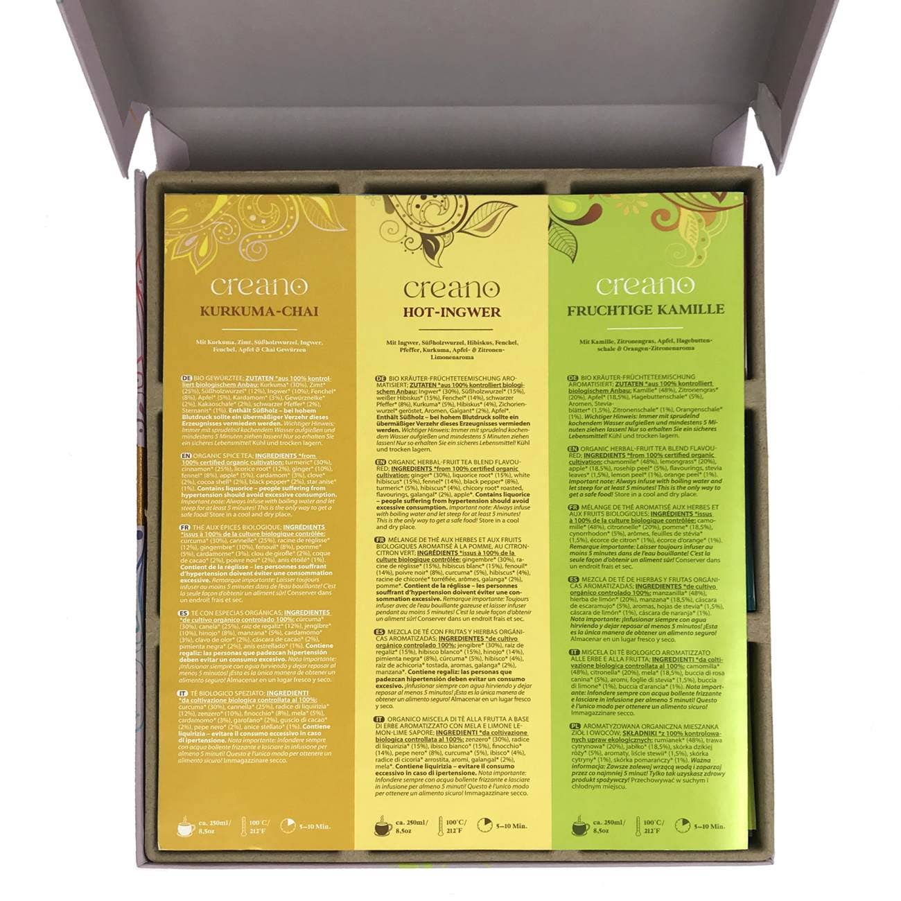 Set regalo di tisane biologiche Creano, 45 bustine di tè biologico